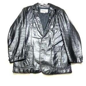 Wilsons Suede & Leather Jacket Mens 42 Black Genuine Lined Notch Lapel Blazer